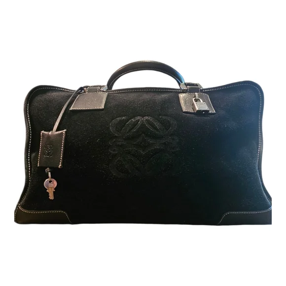 Loewe ♡Anagram Amazona Bag, Black Suede & Leather, Italy, Quiet Luxury - Picture 2 of 16